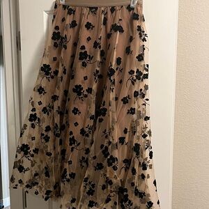 Elegant Black Floral Embroidered Skirt